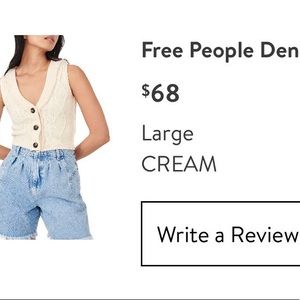 Free People Denson Cable Knit Sweater Vest